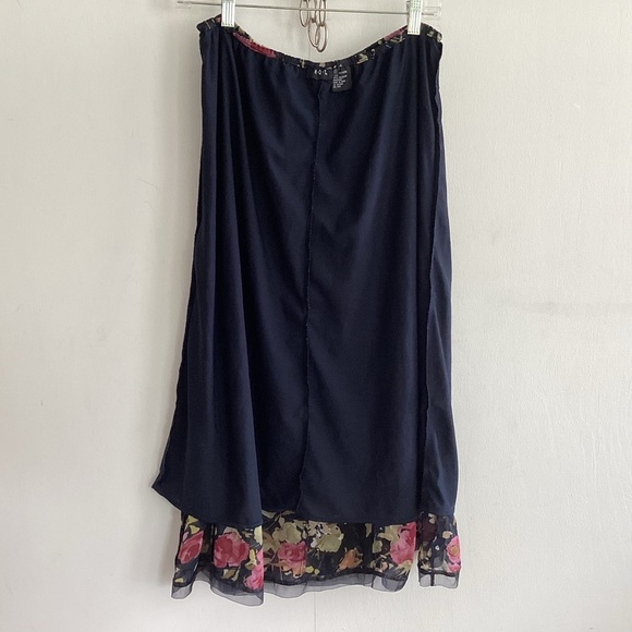 90s y2k Fairycore Gauze Lined Flowy Large Floral Print    Maxi/Midi Skirt Size 8 - Picture 9 of 10